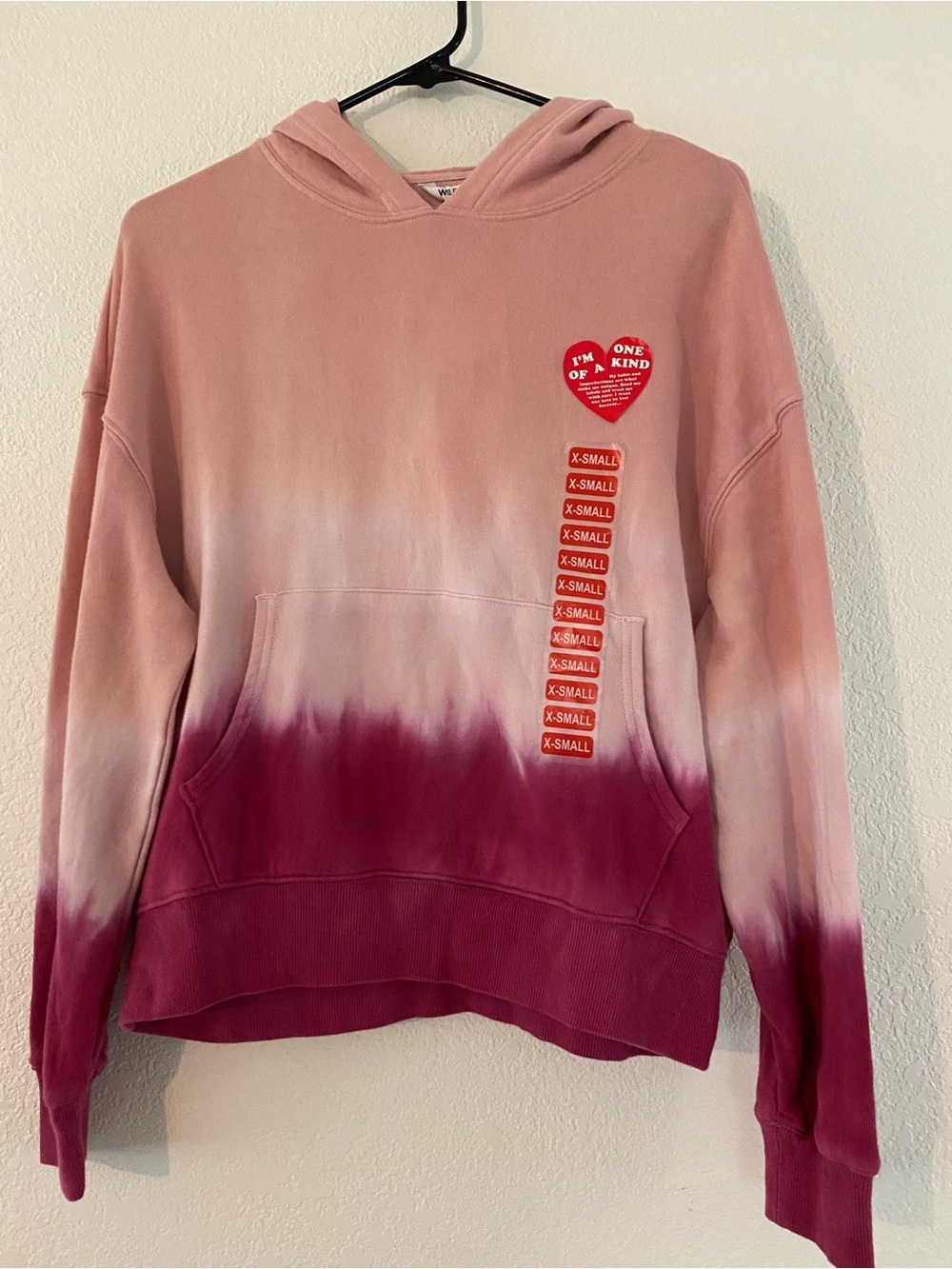 NWT Wildfox Olivia Pink Tie Dye Hoodie Sweatshirt One Of A Kind French Terry XS